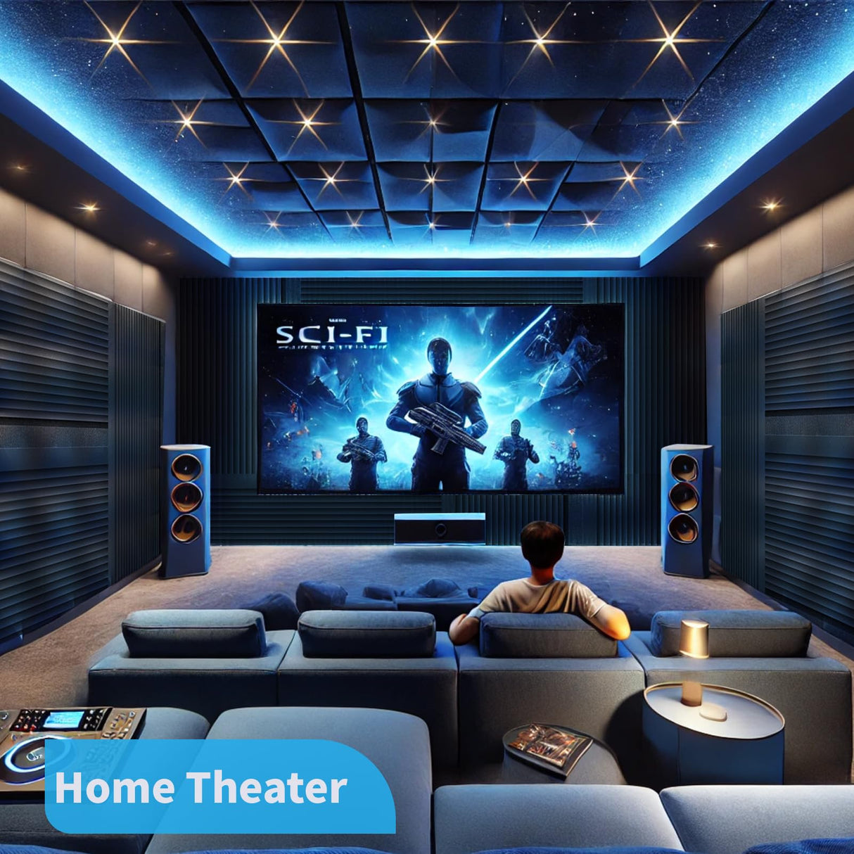 Art3d 4-Pack Wedge Design Acoustic Foam Panels, 48" x 24" x 2" High-Density Soundproof Foam Wall Panels for Wall, Ceiling, Quick-Recovery Noise Dampening Panels for Office, Studio and Home Art3d