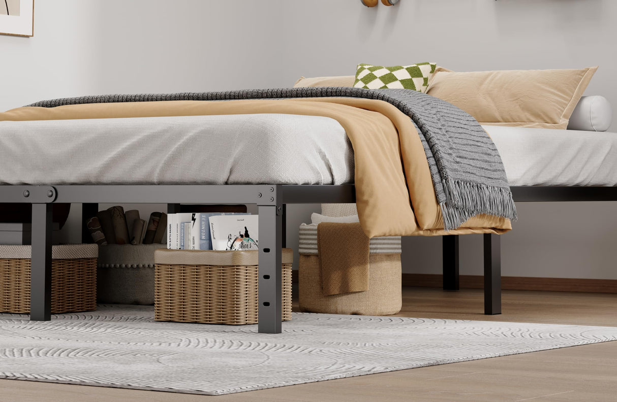 LUMUNANCE Metal Bed Frame Full Size - 14 Inch Heavy-Duty Full Platform Bed Frame No Box Spring Needed, Easy Assembly, Noise-Free, Sturdy Mattress Foundation, Underbed Storage Space LUMUNANCE