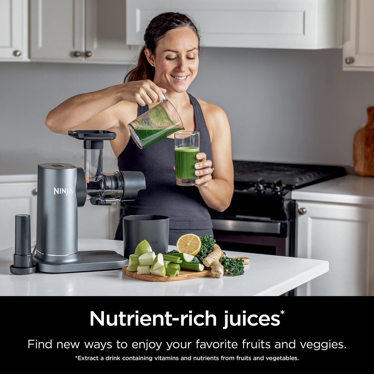 Ninja JC151 NeverClog Cold Press Juicer, Powerful Slow Juicer with Total Pulp Control, Countertop, Electric, 2 Pulp Functions, Dishwasher Safe, 2nd Generation, Charcoal Ninja