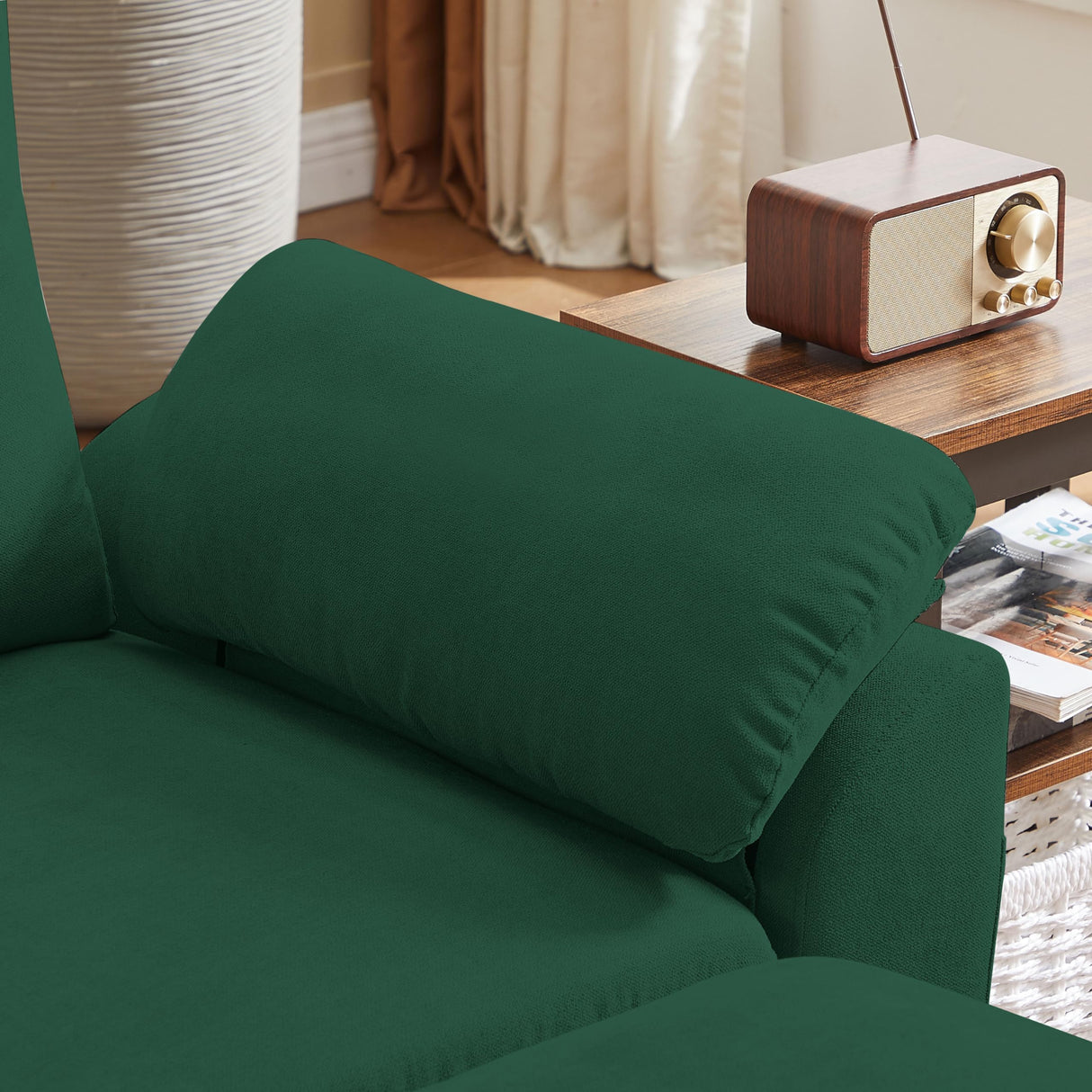 Chireca 80" Convertible Sectional Sofa, Small L Shaped 3 Seat Couch with Reversible Storage Chaise, Modern Polyester Fabric Sofa Couches for Living Room, Apartment and Small Space, Green Chireca