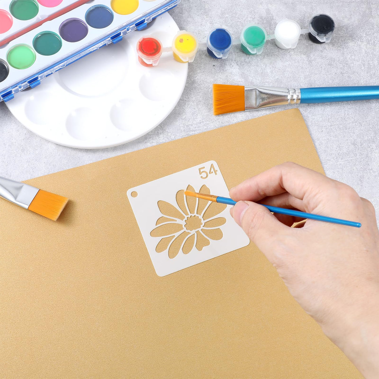 64 pcs Small Stencils for Crafts, Reusable 3 Inch Stencils, Including Flower Plant & Butterfly Patterns, DIY Craft Paint Great Templates for Painting on Wood, Fabric, Wall, Rock & Home Decor KFHENSOMR