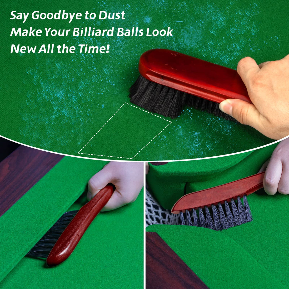 Adhafera Pool Table Brush for Felt, Billiard Table Brush Set Made of Solid Wood, Pool Table Accessories for Pool Table Cleaning Adhafera