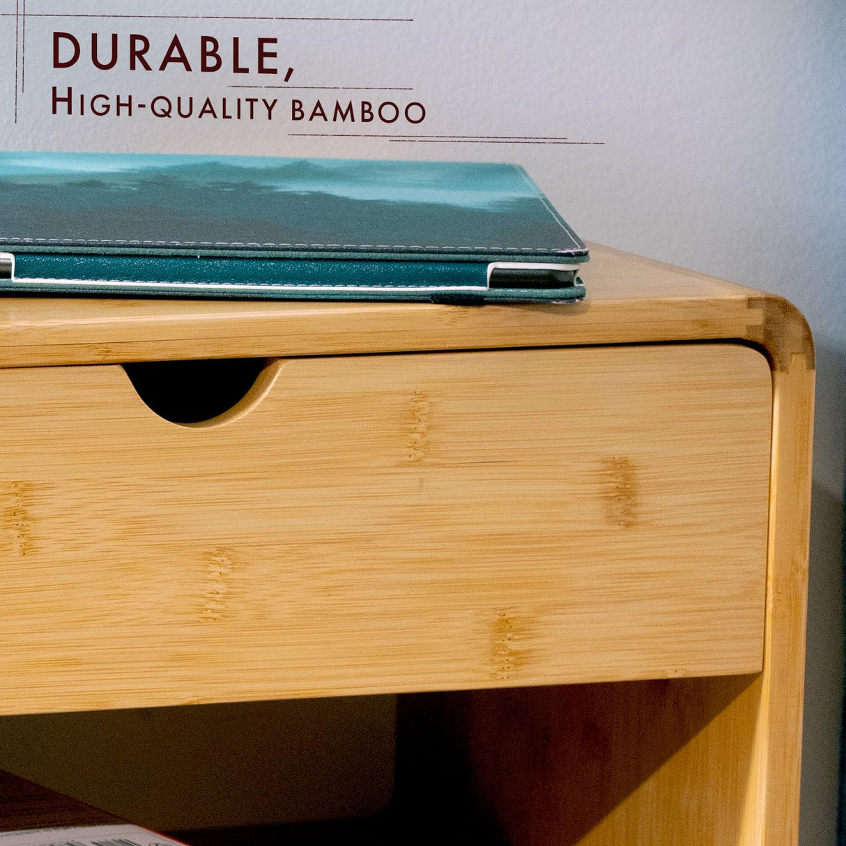 Comfify Modern Floating Nightstand with Drawer – Small, Compact, Minimalist Bamboo Wall-Mount Bedside Shelf, – Midcentury Design, Easy Installation, Clear Instructions - Warm Bamboo Finish Comfify