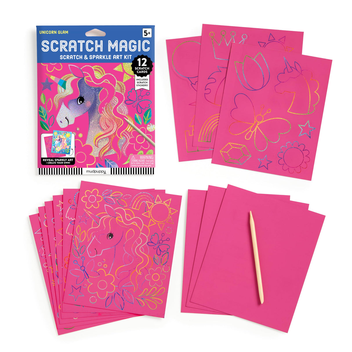 Mudpuppy Unicorn Magic - Scratch & Sparkle Art Activity Kit Featuring Fun Illustrations of Unicorns for Children Ages 5 and Up Mudpuppy