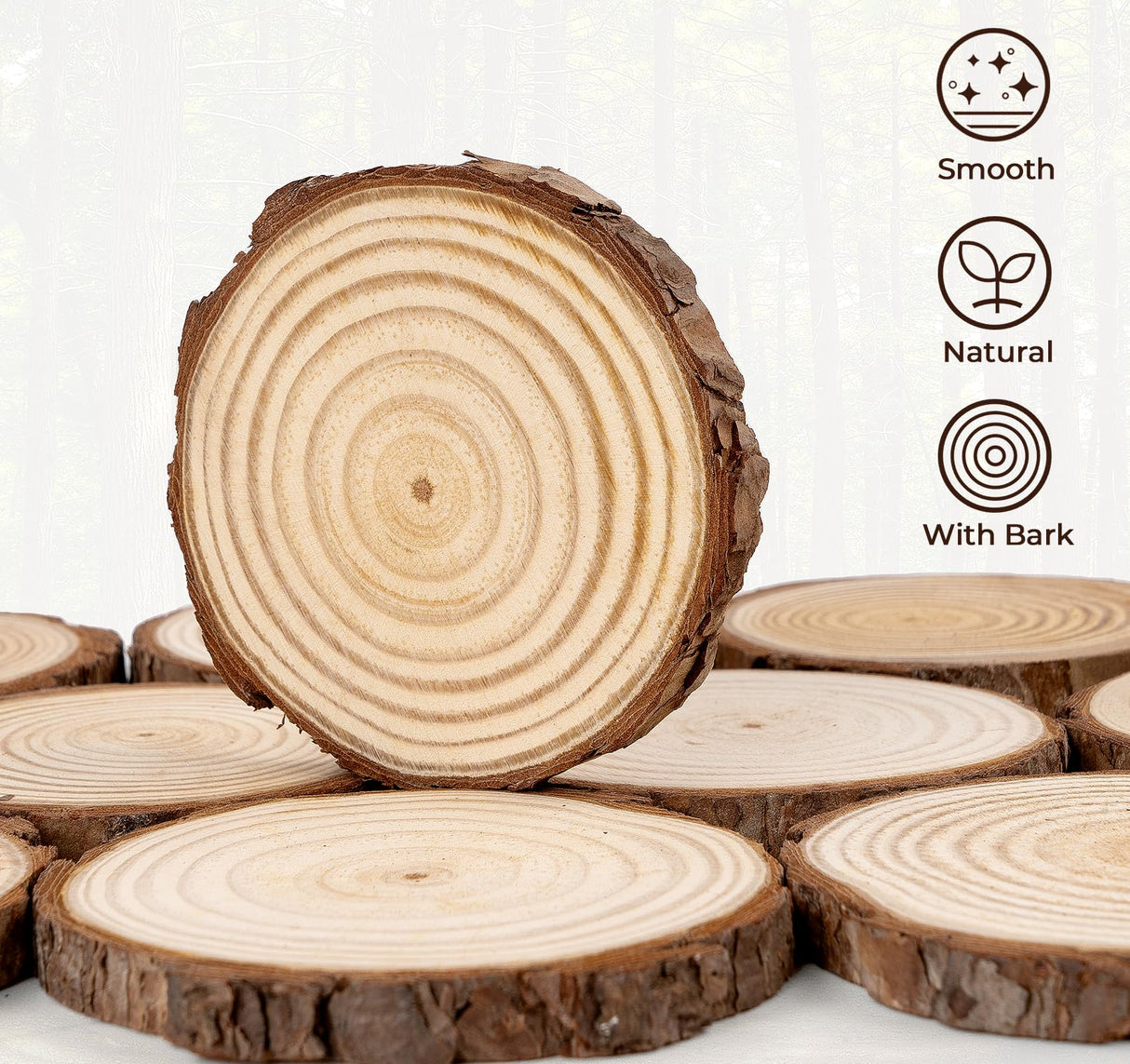 ilauke Wood Slices, 10 Pcs 3.5''-4'' Natural Wood Rounds, Wooden Circles with Bark, Unfinished Wood Kit for Paint DIY Ornaments Christmas Crafts Arts Wedding Decorations ilauke