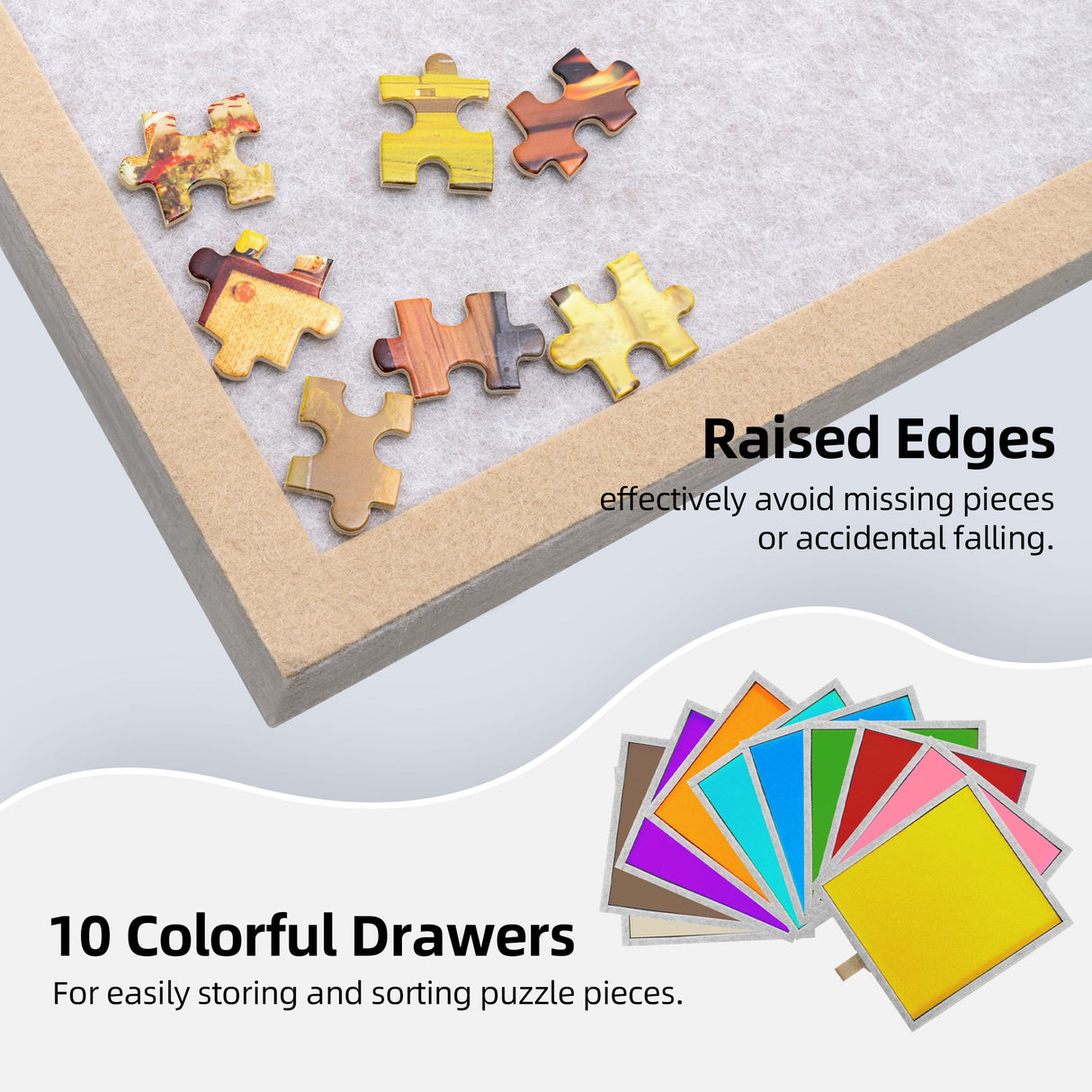 Lavievert 2000 Pieces Jigsaw Puzzle Board with 10 Drawers, Lightweight Jigsaw Storage Board with Cover, Foldable Jigsaw Puzzle Table for Easy Storage LAVIEVERT