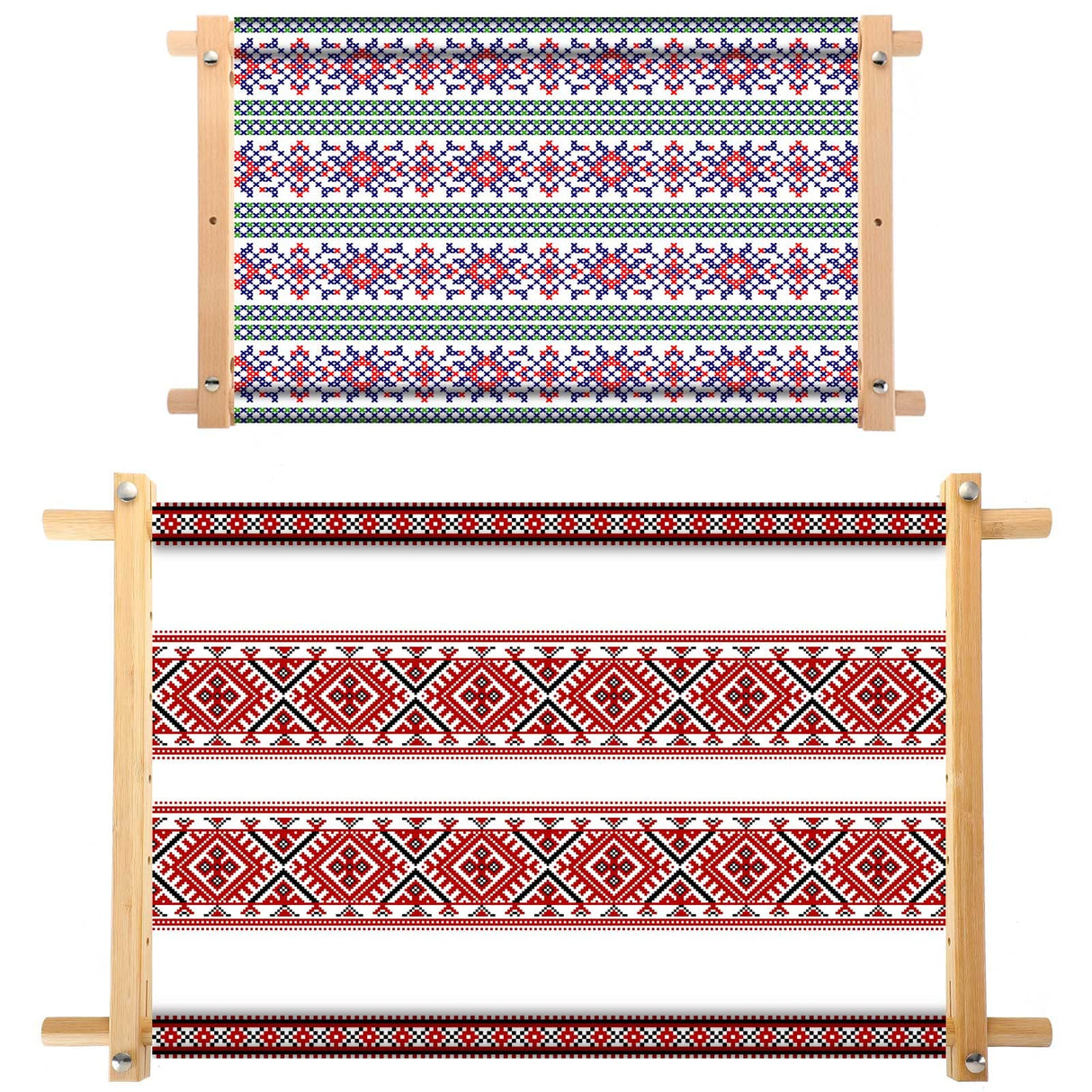 2 Pcs Adjustable Cross Stitch Scroll Frame Bamboo Beech Wood Tapestry Scroll Embroidery Frames for Stitching Quilt Frame Needlepoint Holder for Sewing Projects Craft, 21.5" x 12", 26" x 17.7" Queekay