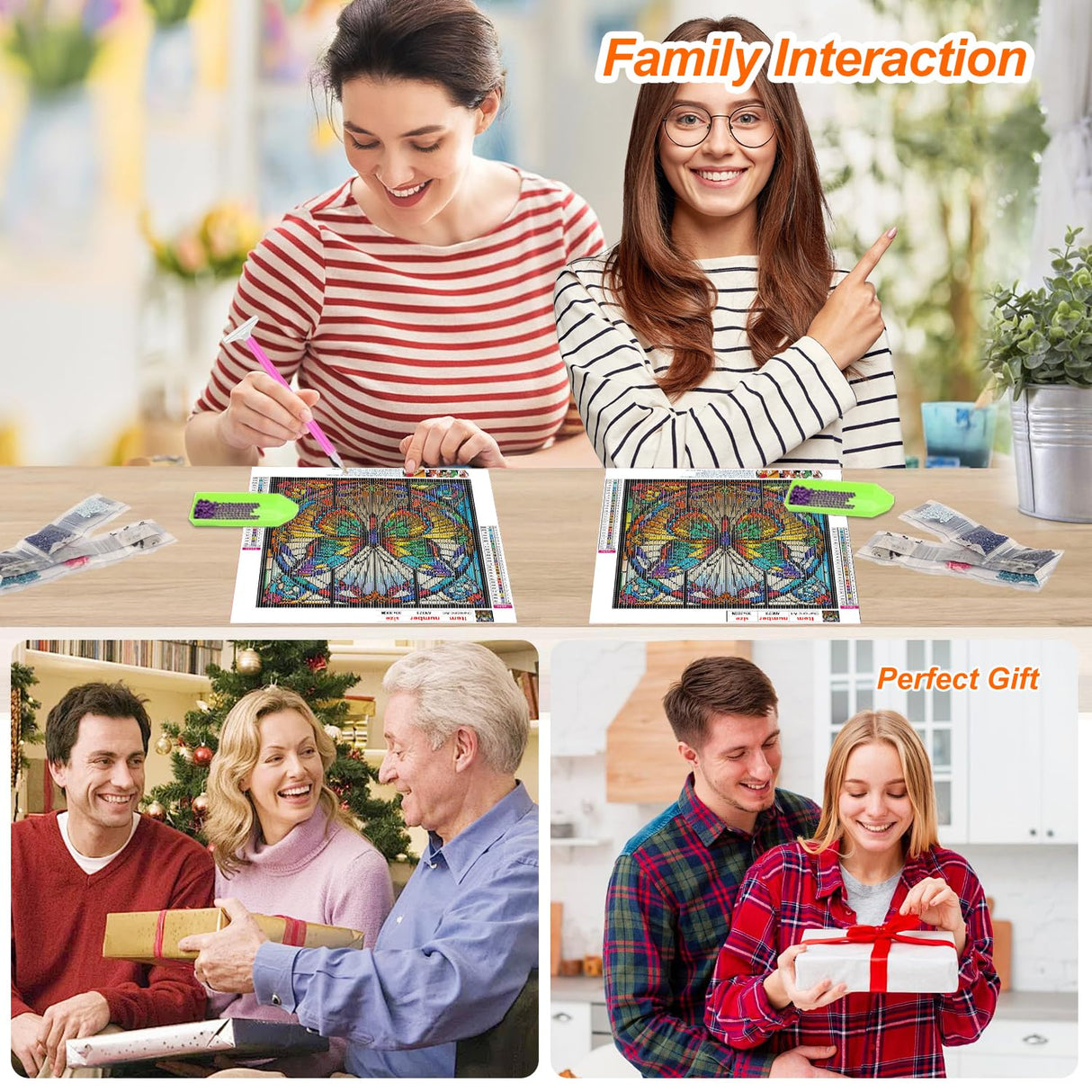 Anuver Butterfly Diamond Painting Kits for Adults, 5D DIY Diamond Art Kits for Beginners, Full Drill Diamond Painting Kits for Home Wall Decor, Stained Glass, 12x12 Inch Anuver