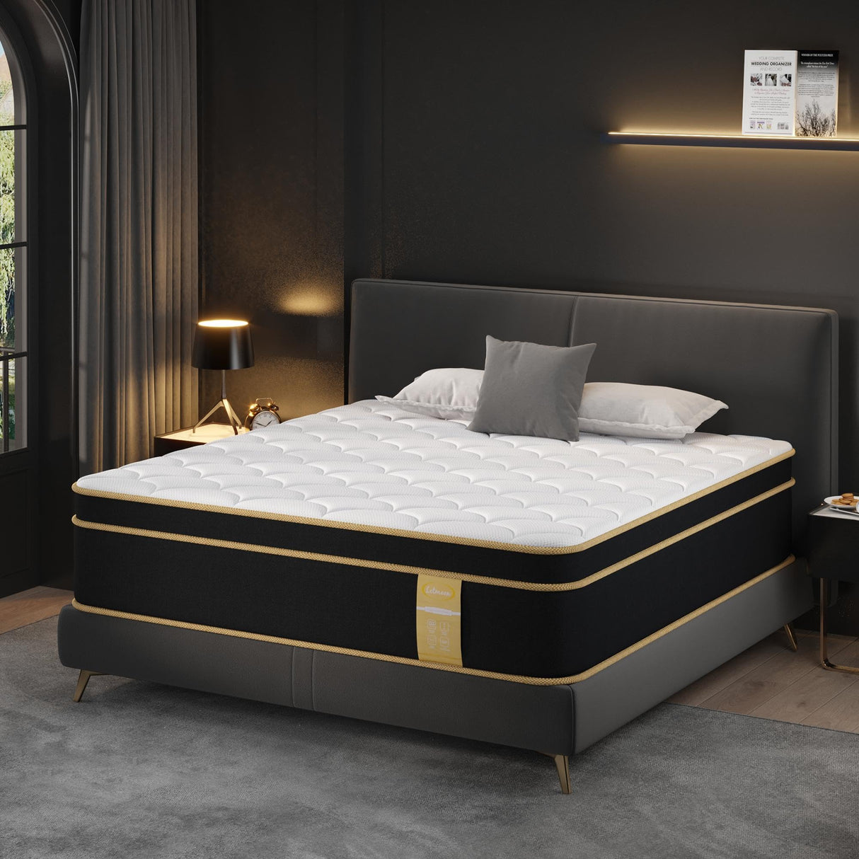 LETMOON Queen Size Foam and Spring Hybrid Mattresses, 14 Inch Medium Firm Mattress in a Box with Individual Pocket Coils, Edge Supportive, CertiPUR-US Certified, White LETMOON