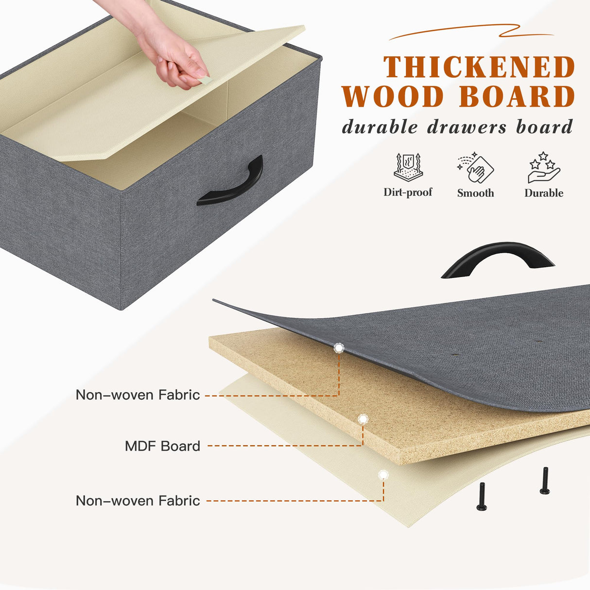 14 Drawer Dresser, Tall Fabric Dressers & Chest of Drawers, Large Bedroom Dresser for Bedroom, Closets, Living Room, Entryway, Wooden Top, Metal Frame, 52.2" H x 37.4" W x 11.8" D, Grey EnHomee