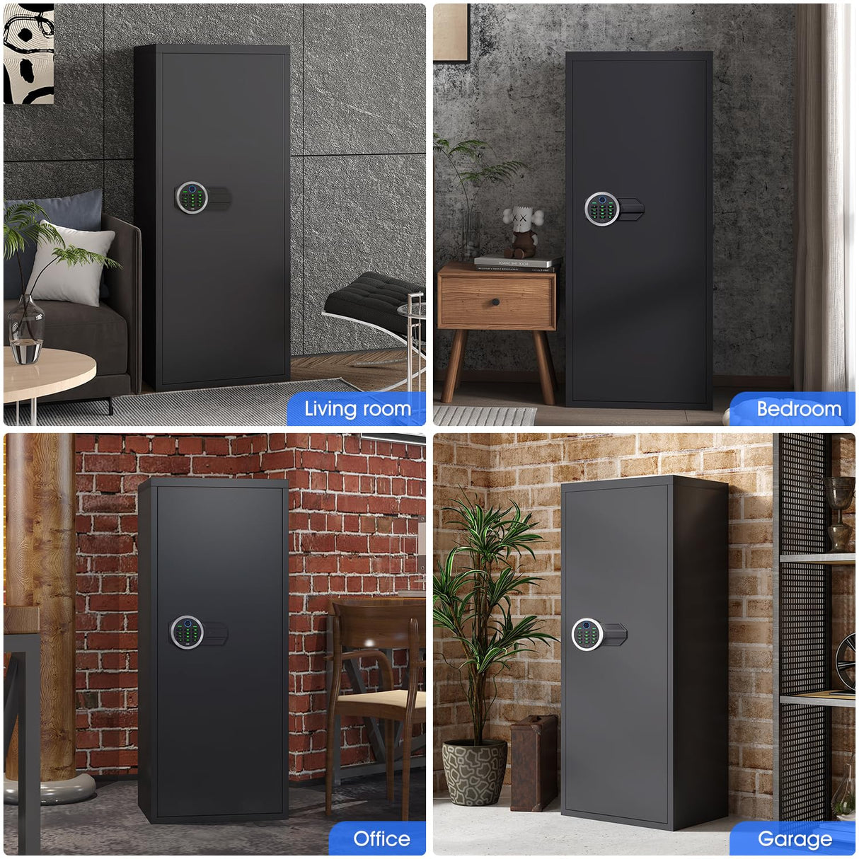 6-8 Rifle Gun Safe for Shotguns, Large Unassembled Fingerprint Gun Safe for Home Rifle and Pistols with Dual Alarm and Mute Mode, Long Gun Safe for Rifles with Touchscreen Pad, Removable Shelves Riflevault