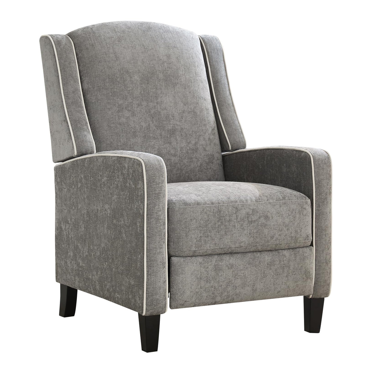 ANJ Push Back Recliner Chair, Soft Fabric Lounge Armchair,Wingback Recliner Single Sofa Chair with Steel-Reinforced Frame,Adjustable Pushback Chair for Living Room, Grey ANJ