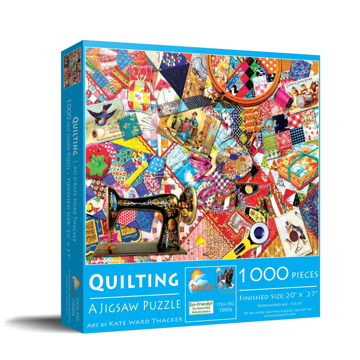 SUNSOUT INC - Quilting - 1000 pc Jigsaw Puzzle by Artist: Kate Ward Thacker - Finished Size 20" x 27" Quilting - MPN# 70006 SunsOut