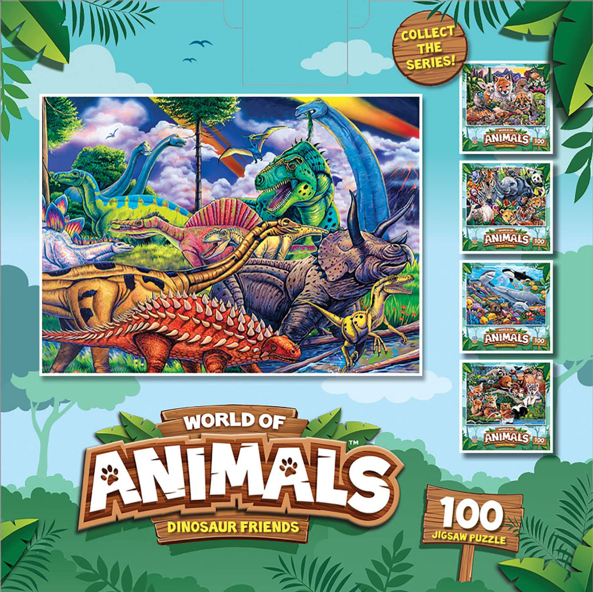 Masterpieces World of Animals 100 Piece Jigsaw Puzzle for Kids - Dinosaur Friends - 11.5"x15" Masterpieces