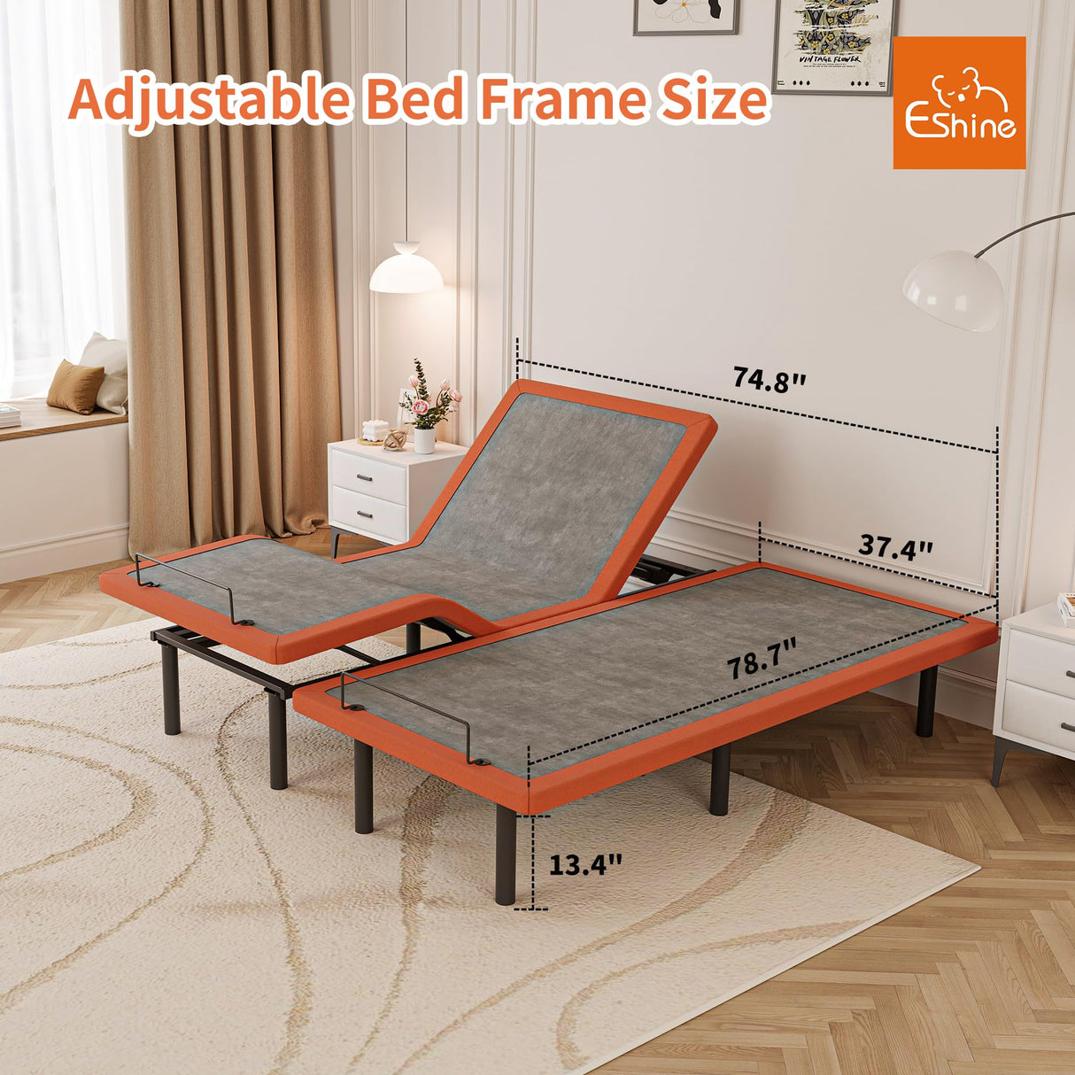 ESHINE Split King Adjustable Bed Frame with Mattress - 12 Inch Gel Memory Foam Mattress(Medium-Soft), Bluetooth APP Control, Wireless Remote, Zero Gravity, Anti Snore, Head and Foot Incline ESHINE