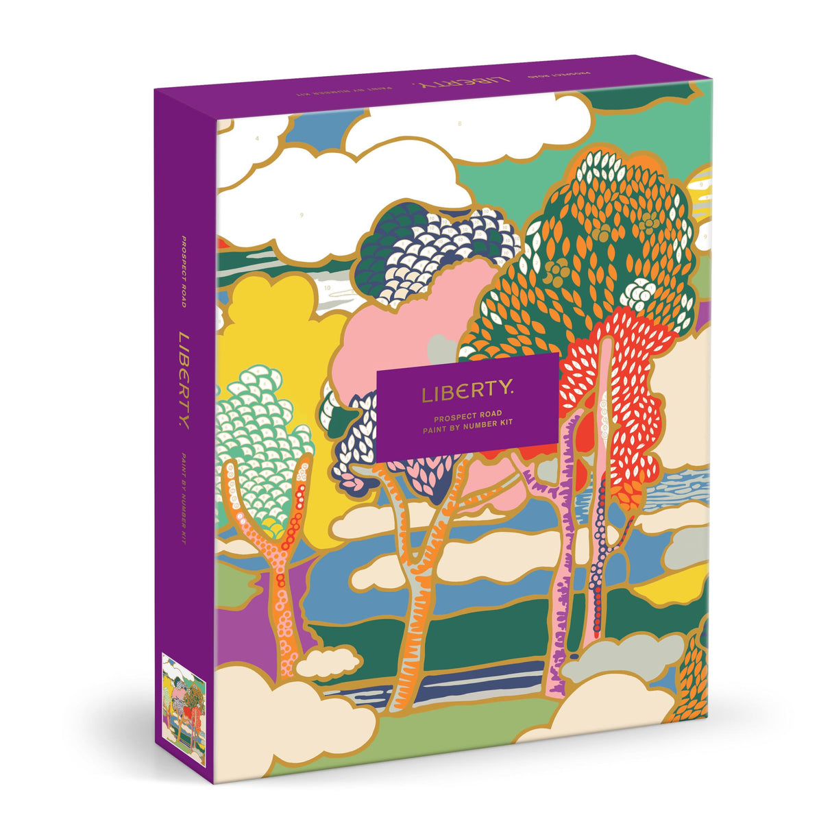 Galison Liberty Prospect Road – DIY 9 x 12 Paint by Number Kit with Iconic Liberty Print Art for Beginners and Experts Includes Paint and Brushes Galison
