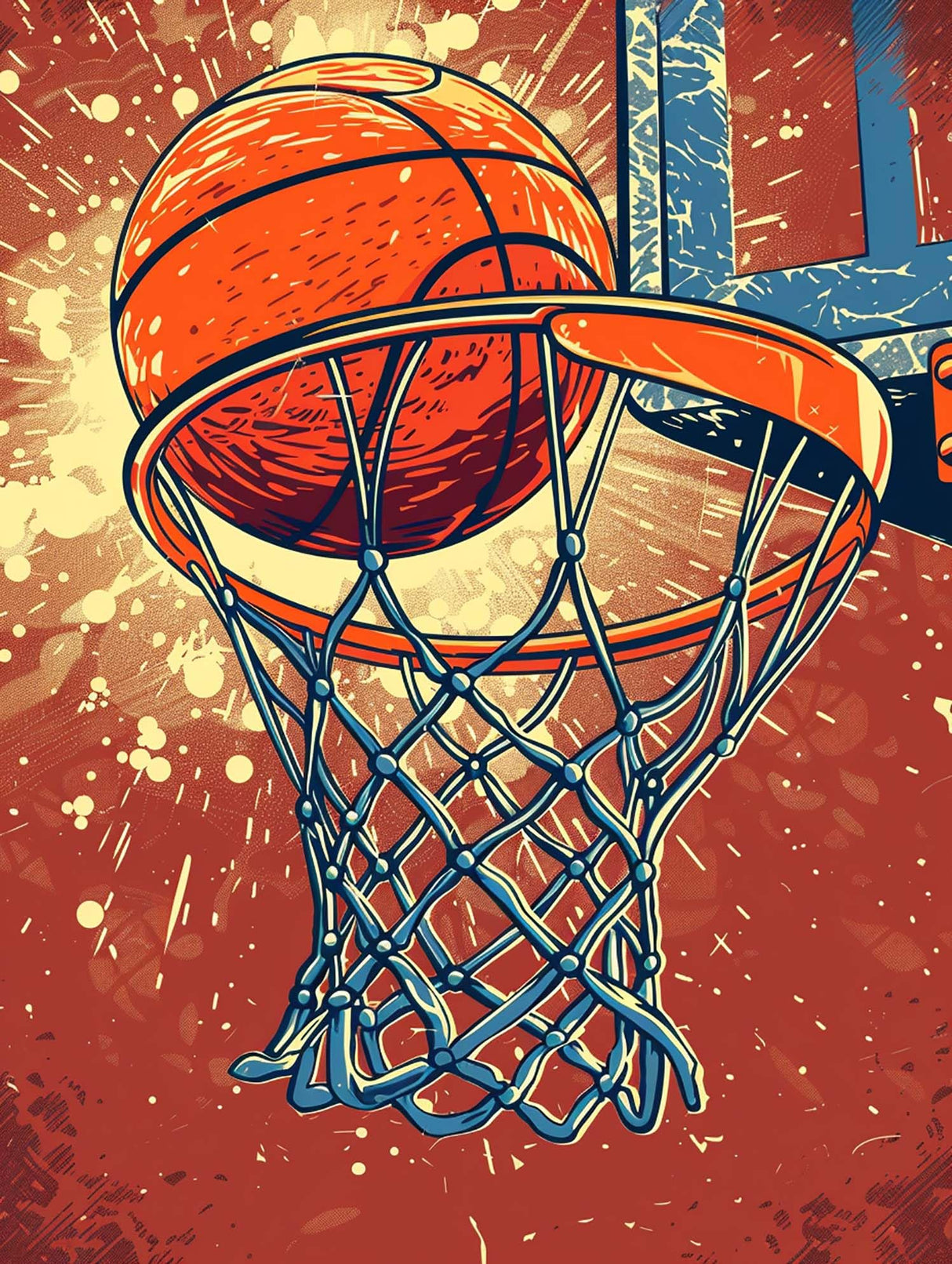 Kaliosy 5D Diamond Art Kits for Adults Basketball by Number Kits, Diamond Painting Art Slam Dunk DIY Full Drill Crystal Craft Cross Stitch Embroidery Decoration (12x16 inch) 30x40 cm Kaliosy