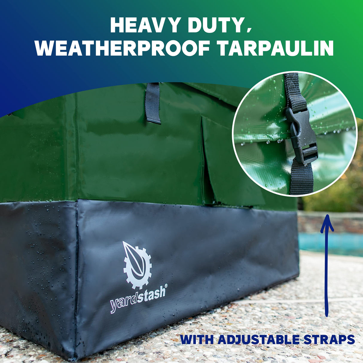 YardStash 143 Gallon Waterproof Deck Box, Portable Outdoor Storage Box for All Weather Tarpaulin Deck Box, Perfect for the Boat, Yard, Patio, or Camping – 143 Gallon, XL Green YardStash
