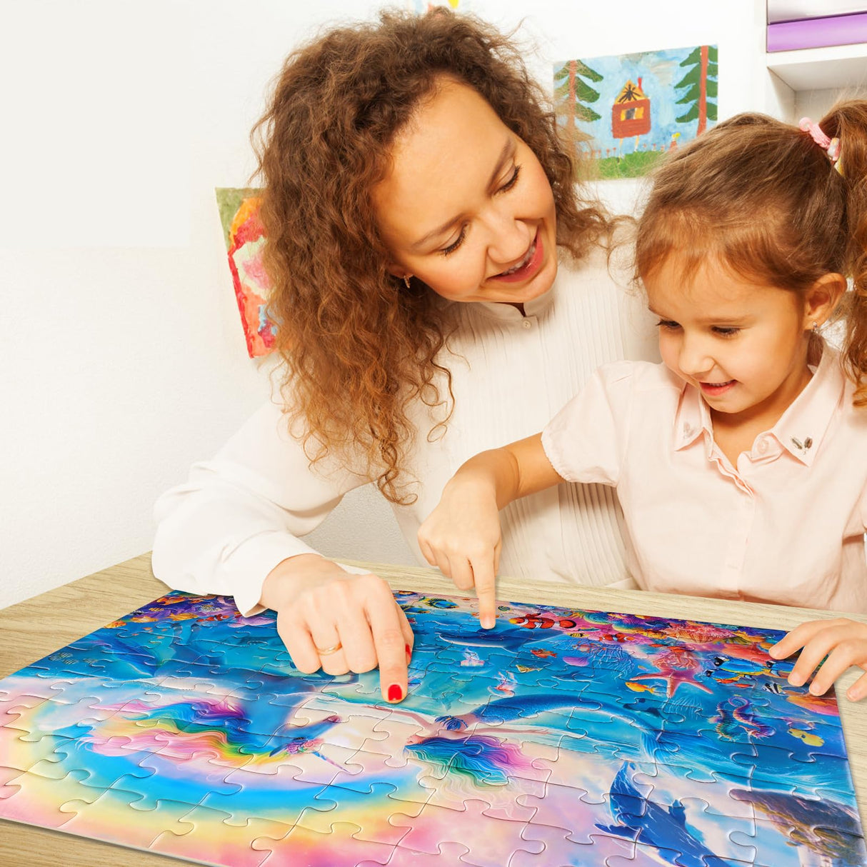 100 Piece Puzzles for Kids Ages 6-8 8-10 Mermaid Unicorn Puzzle for Girls 4-6 Years Old 100 Piece Jigsaw Puzzle for Adults Toddler Children Learning Educational Puzzles Toys Gifts for Girls Boys Yokachi