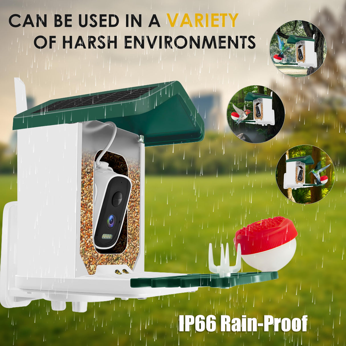 ImmSss Bird Feeder with Camera,Smart AI Identify Bird Species,Solar Hummingbird House Outdoor with 2.5K HD Cam,Live View,Instant Alerts,Capture Bird Video,Squirrel-Proof,Ideal Gift for Bird Lover ImmSss