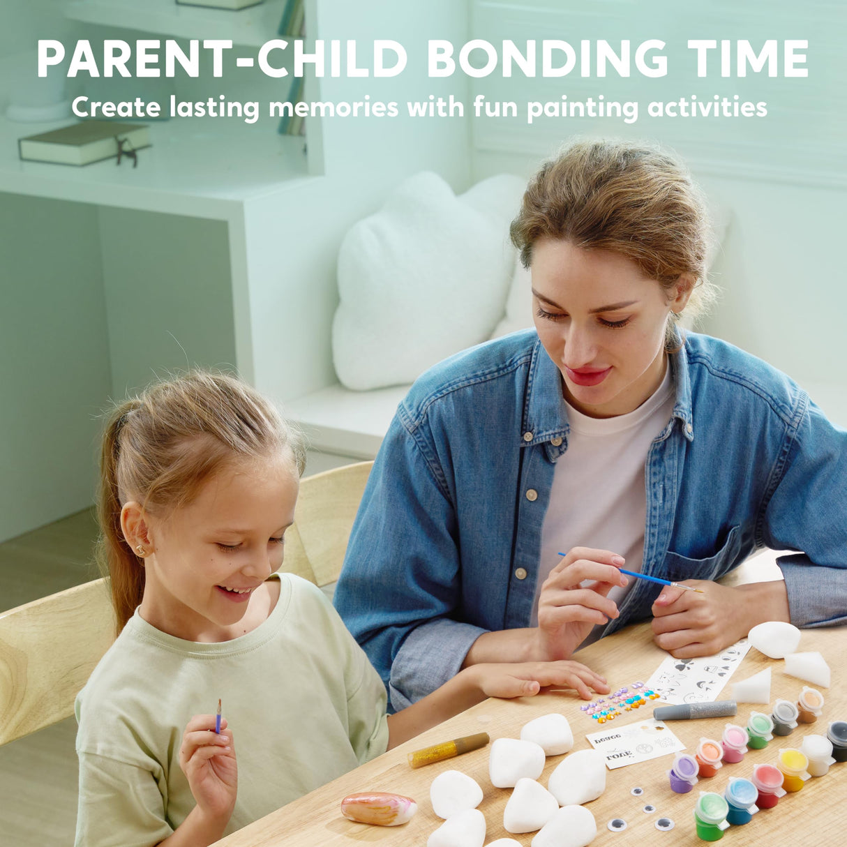 JOYIN Rock Painting Kit for Kids, Arts and Crafts for Girls & Boys Ages 6-12, DIY Supplies for Painting Rocks, Easter Craft Kits Art Set, Toddler Birthday Christmas Presents, Family Indoor Activity JOYIN