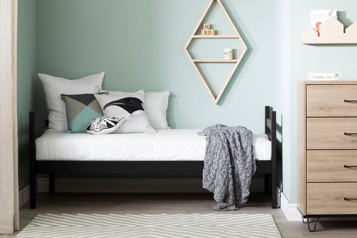 South Shore Fakto Solid Wood Bunk Beds, Matte Black South Shore