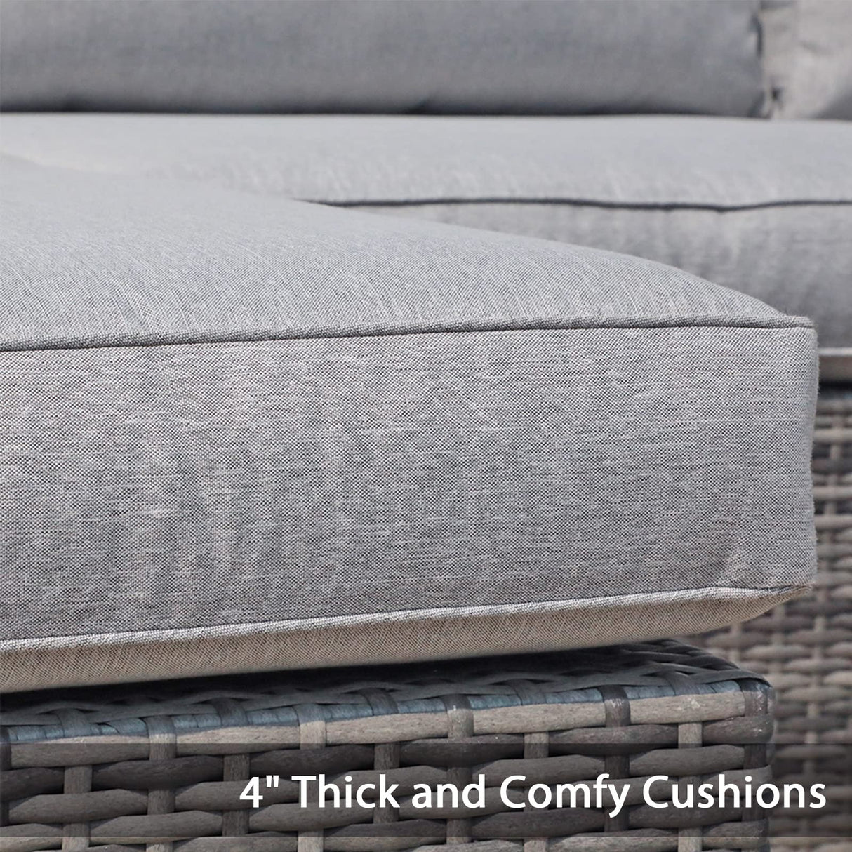 Super Patio Outdoor Patio Furniture Set, 5 Piece PE Wicker Rattan Outdoor Sectional, All-Weather Patio Conversation Set with Gray Cushions and Coffee Table, Steel Frame Super Patio