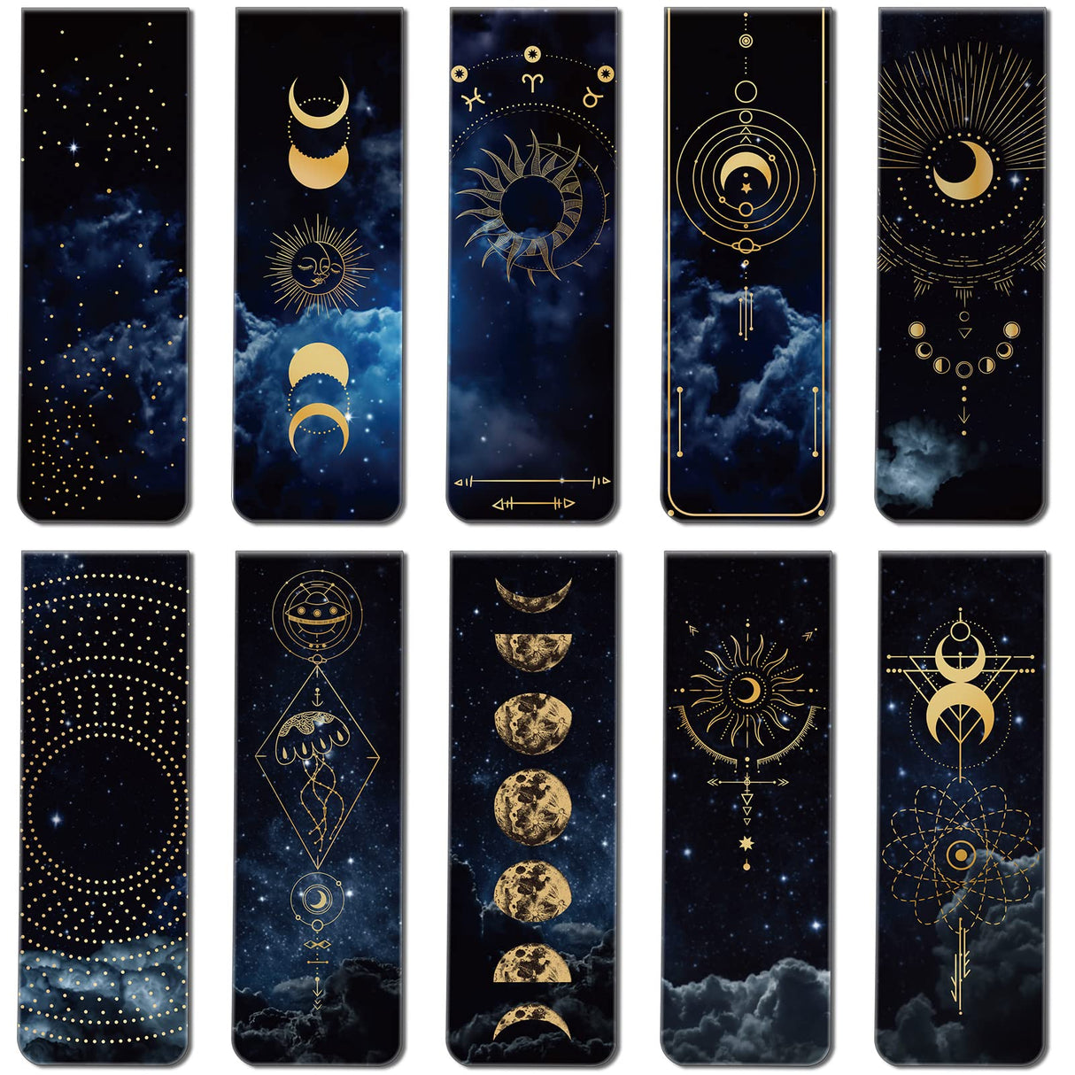 30 Pieces Space Moon Magnetic Bookmarks Galaxy Bookmark Starry Sky Clip in Bookmark Page Book Marker for Kids Teens Students Teachers Reading School Library Office Accessories, 10 Styles Sinmoe