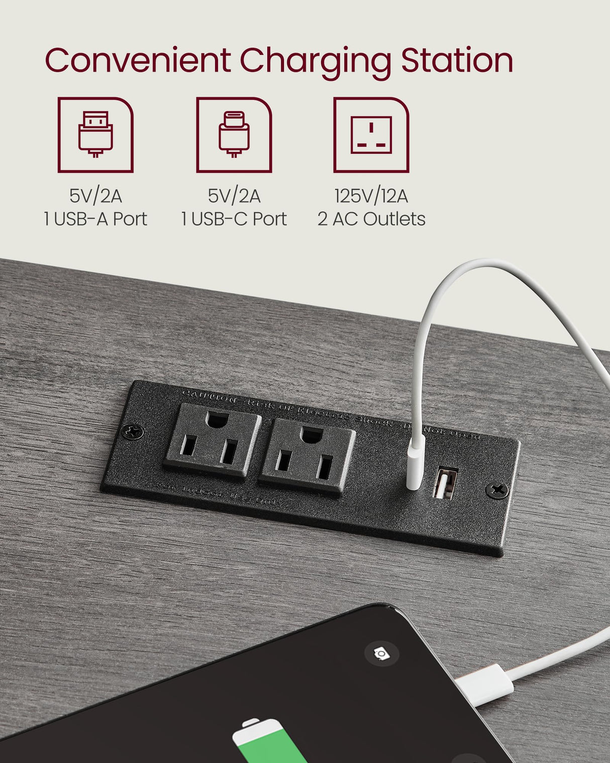 VASAGLE LIRY Collection - Farmhouse Nightstands with Charging Station, Set of 2 Bedside Tables, Side Tables with Drawer, Open Compartment, for Bedroom, Misty Gray ULET859G01 VASAGLE