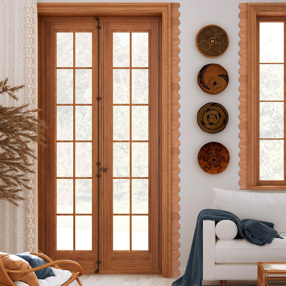 Threehoney Unfinished Scalloped Decorative Wood Trim Scalloped Edge Decorative Wood Molding Cute DIY Moulding Trim for Home Wall Cabinet Shelf and Window Door(6 Pack,15.75 x 1.57 Inch) Threehoney