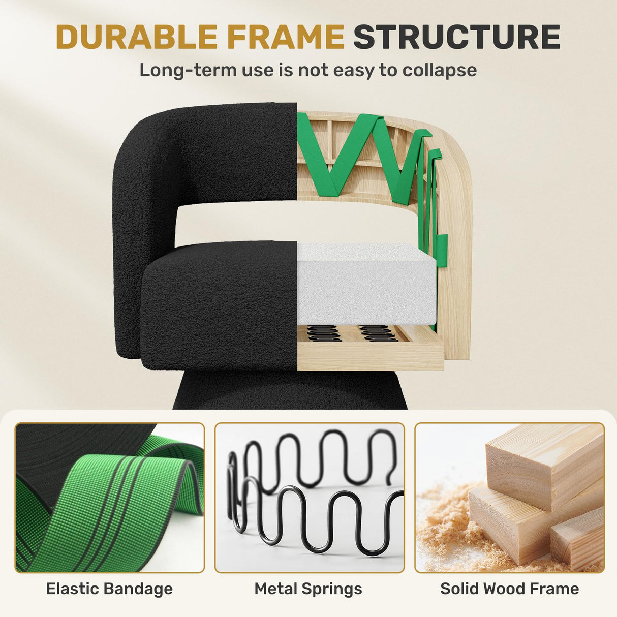 Nebuaegis Swivel Accent Chair Set of 2, Modern Comfy Teddy Barrel Chairs, Oversized Upholstered Round Arm Chair for Living Room, Bedroom, Reading Room, Black Nebuaegis