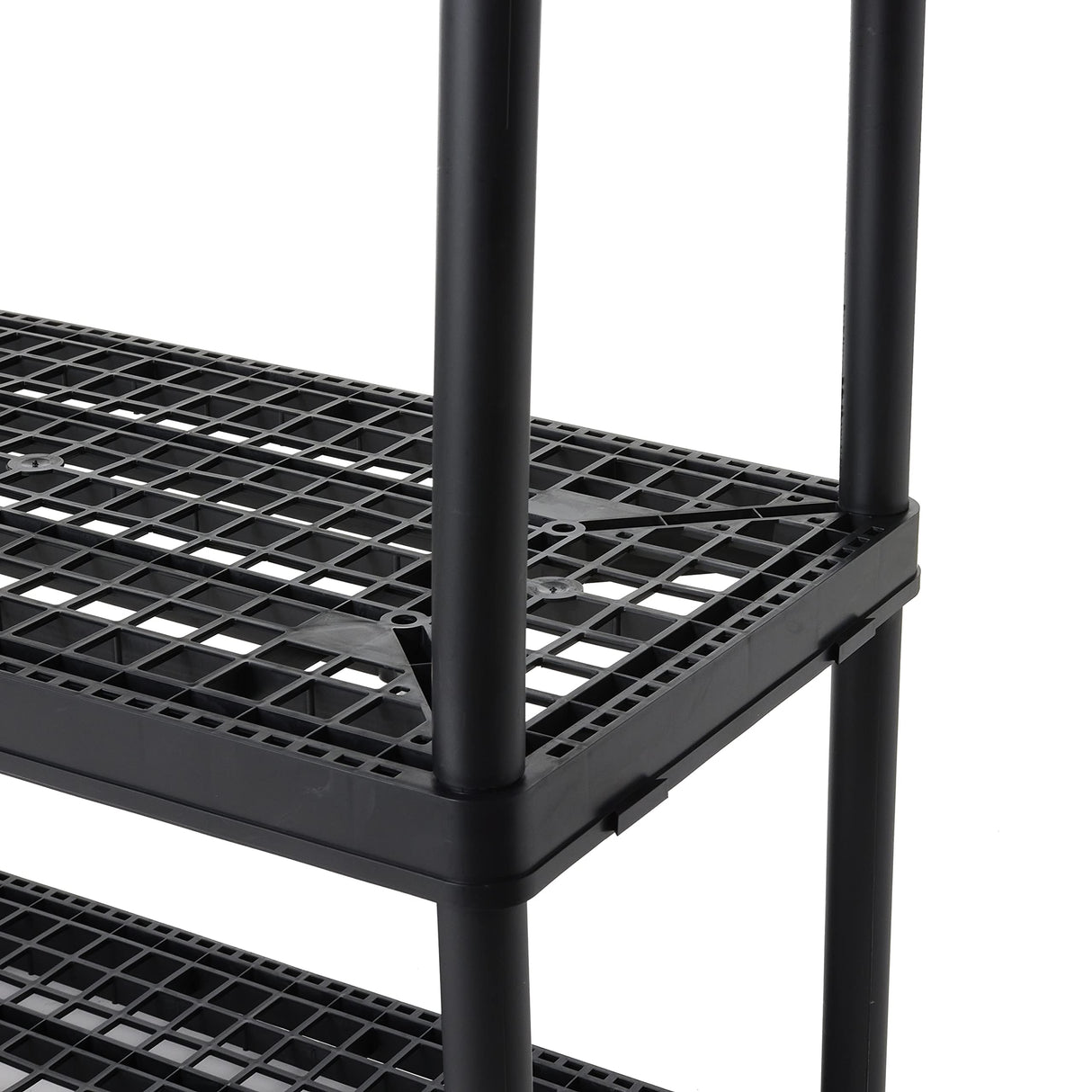 Gracious Living 4 Shelf Fixed Height Ventilated Heavy Duty Storage Unit 18 x 36 x 54.5" Organizer System for Home, Garage, Basement, & Laundry, Black Gracious Living