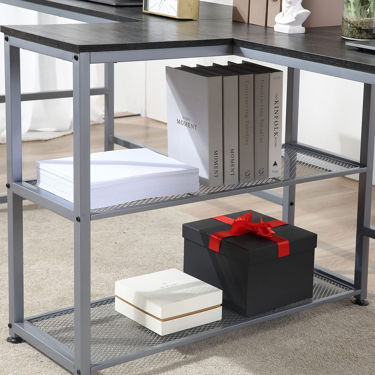 HOMCOM 83" Two Person Computer Desk with 2 Storage Shelves, Double Desk Workstation with Book Shelf, Long Desk Table for Home Office, Black HOMCOM