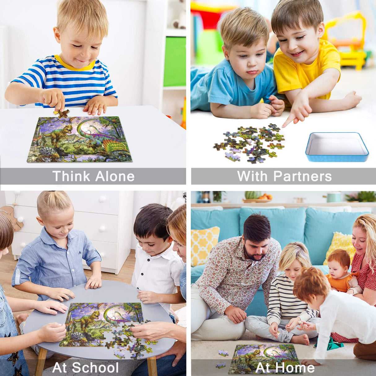 LELEMON Puzzles for Kids Ages 4-8,Dinosaur 100 Piece Puzzles for Kids,Educational Kids Puzzles Jigsaw Puzzles in a Metal Box,Children 100 Piece Puzzle Games Puzzle Toys for Girls and Boys LELEMON