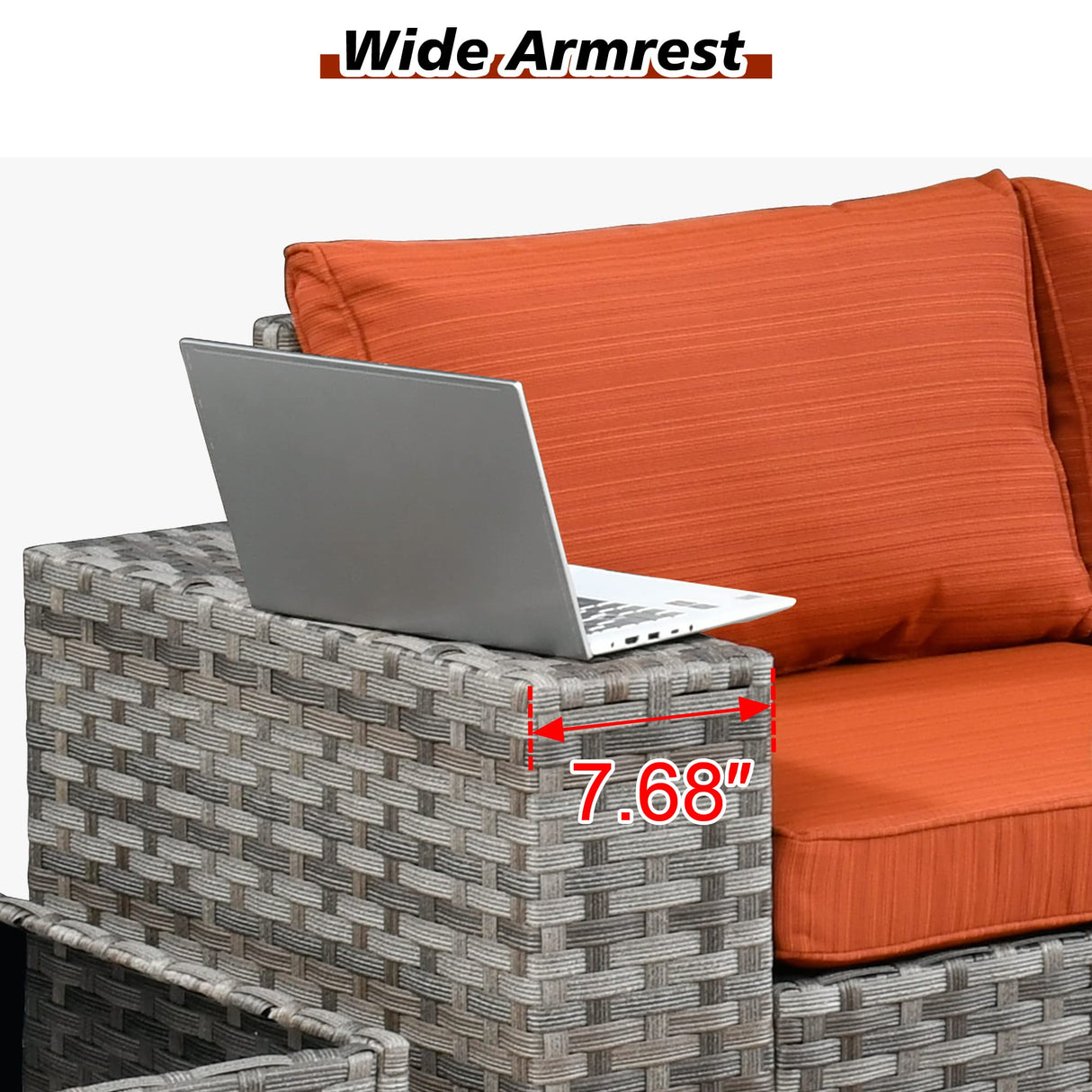 HOOOWOOO 12 Piece Modular Patio Outdoor Sectional Furniture Sofa Set,Wicker Conversation Set,Out Door Couch Set with Wide Arm for Outside All Weather(Orange Red) HOOOWOOO