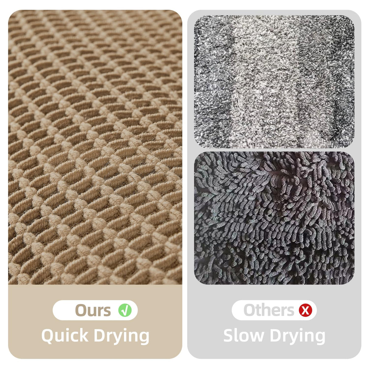 TYUU Waffle Bath Mat, Boho Bathroom Rugs Non Slip Washable Super Absorbent Quick Dry Farmhouse Bathroom Decor, 30"x20" Khaki TYUU