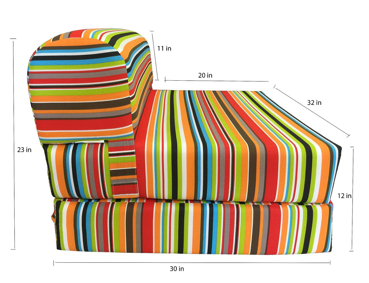 D&D Futon Furniture Multi-Color Striped Sleeper Chair Folding Foam Bed 70x32x6, Studio Guest Foldable Chair Bed, Sofa, Couch, High Density Foam 1.8 Pounds D&D Futon Furniture