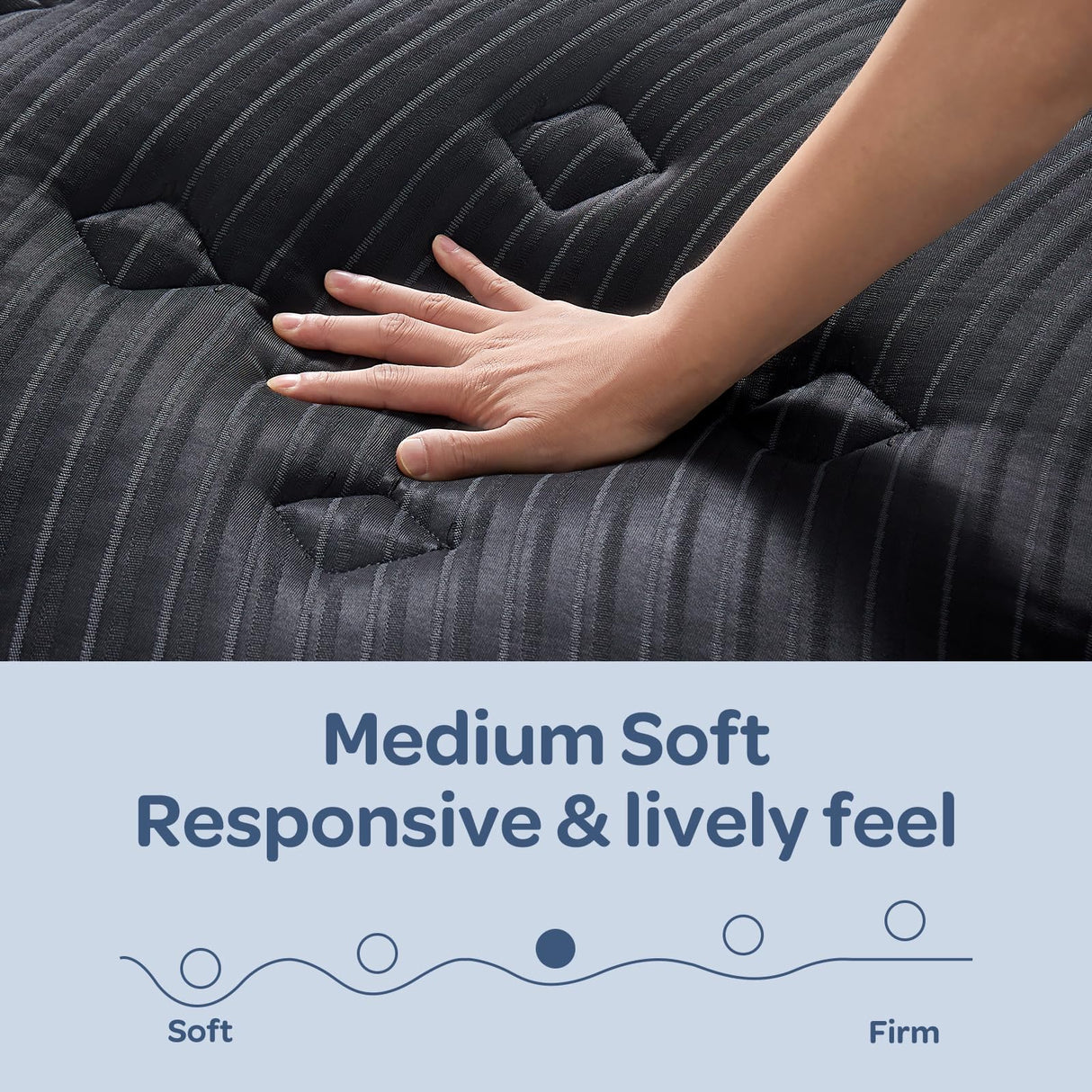 OhGeni 14 Inch Cooling Queen Size Mattress, Hybrid Gel-infused Memory Foam Bed Mattresses in a Box, Medium Feel Cool Top Fabric,Individual Pocket Spring, 3-Zone design & Reinforced Edge Support, Black OhGeni