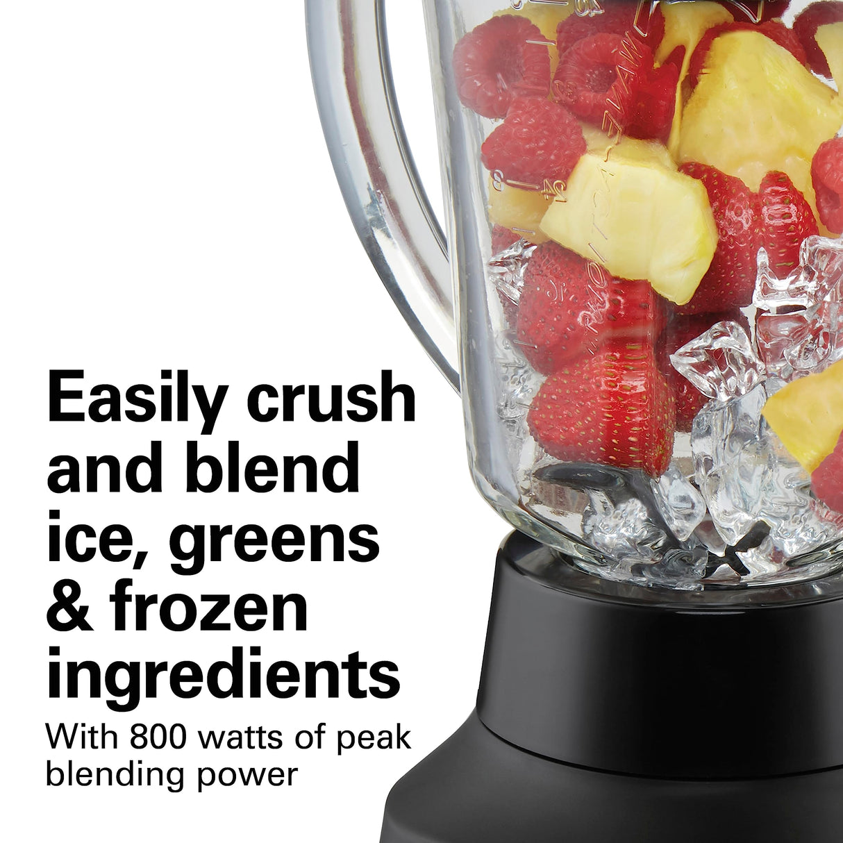 Hamilton Beach 58175 Wave Action Blender for Shakes and Smoothies, Stainless Steel Ice Sabre Blades, 800 Watts, Quiet Design, 40 oz Glass Jar, Black Hamilton Beach