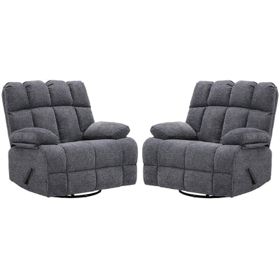 Eiayeebil Oversized Swivel Rocker Recliner Chair Set of 2 for Adult, Rock Recliner for Big Man, Extra Wide Manual Recliners, Overstuffed Soft Rocking Sofa Chair,Light Grey