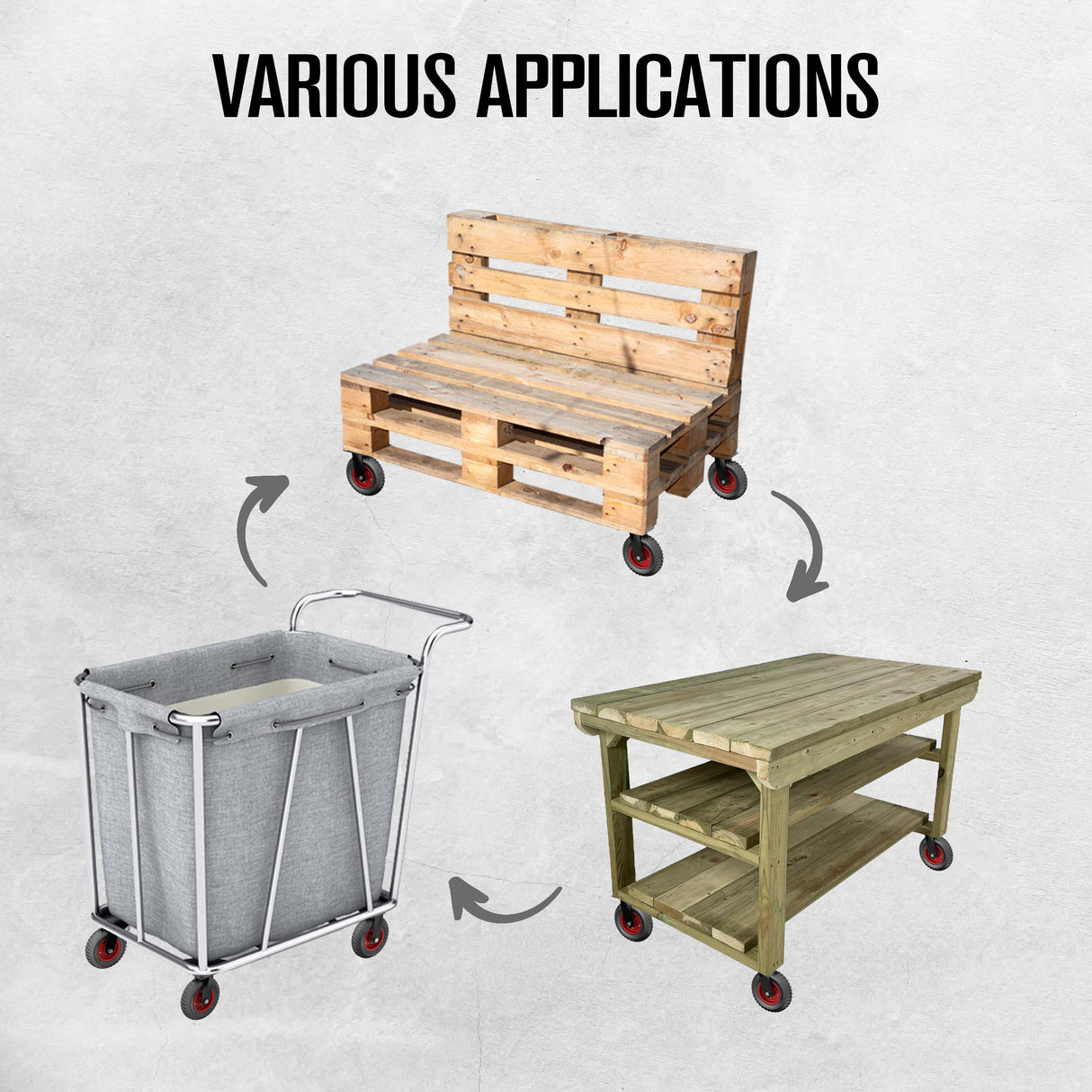 Cart Wheels, Wheels for Cart, 8 Inch Caster Wheels, Rubber Caster Wheels, Heavy Duty Wheels, Swivel Caster Wheels, Outdoor Caster Wheels, Large Caster Wheels, Off Road Casters, All Terrain, for Dolly Houseables