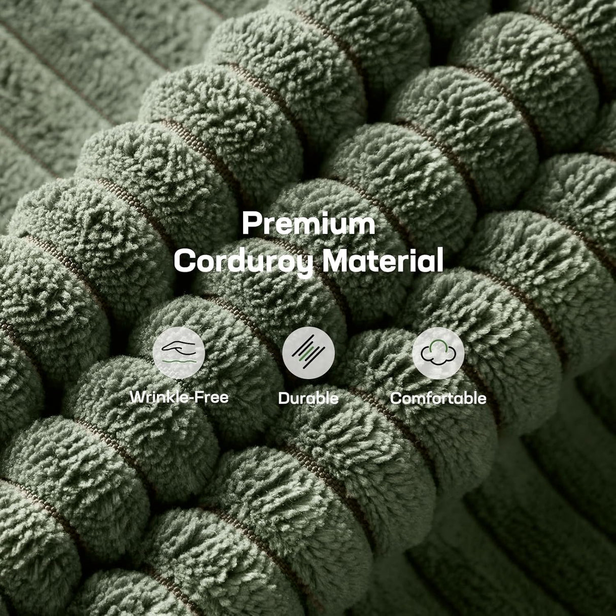 Marsail Futon Sofa Bed, Futon Couch with Adjustable Backrest & Armrests, Convertible Small Sleeper Sofa Bed for Small Apartments, Study Room, Office, Corduroy Loveseat, Green Marsail