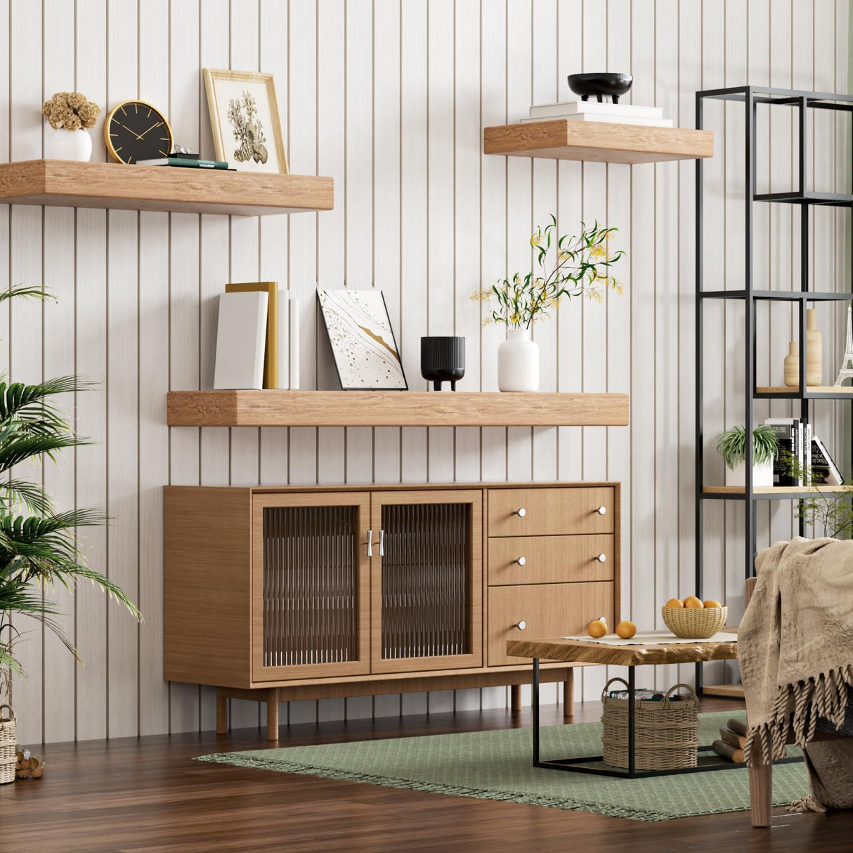 Floating Shelf Bracket Heavy Duty,Decorative Floating Shelf Hardware Hidden Black Metal Fireplace Mantel Brackets (43"X6"X1.0") Craftersmark