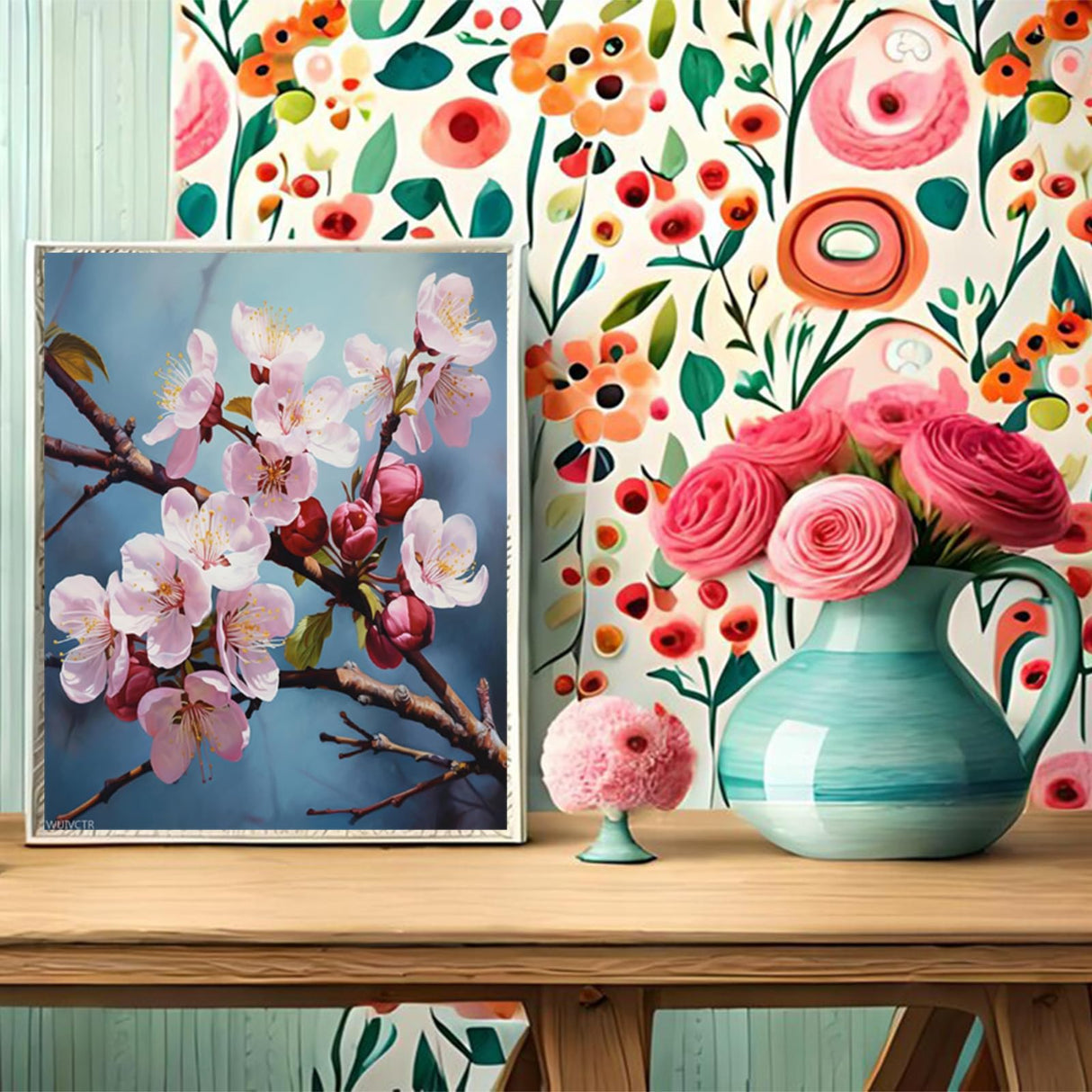 WUIVCTR DIY Paint by Number for Adults Beginner, Plum Blossom Branch, Painting by Number Oil Painting with Brushes and Acrylic Pigment, 40x50cm WUIVCTR