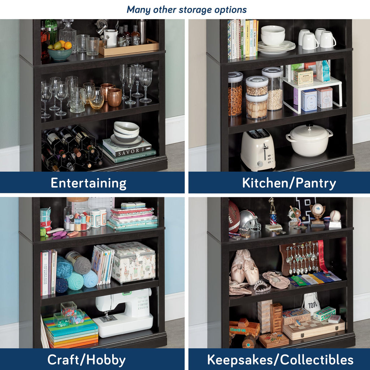 Sauder Miscellaneous Storage 5 Bookcase/book shelf, L: 35.28" x W: 13.23" x H: 69.76", Estate Black Sauder