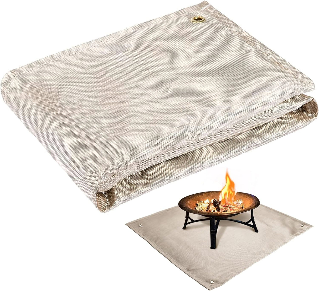 Fire Pit Mat - 37.8x39.4in Fireproof Blanket for Under Fire Pit, Compatible with Solo Stove, Heat Resistant Rug for Outside Indoor Wooden Deck Grass Lawn Protection - Brown PAMASE