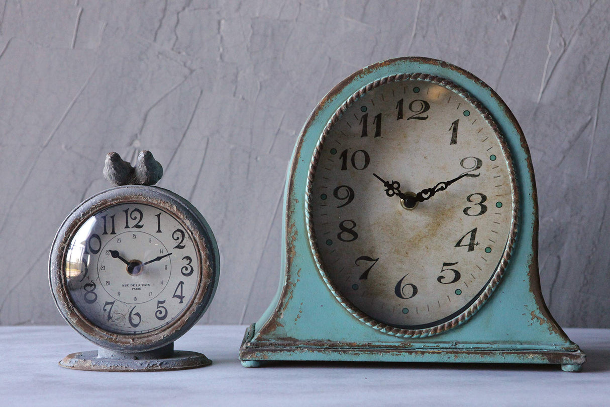 Creative Co-Op Metal Mantel Clock with Aqua Finish Creative Co-Op