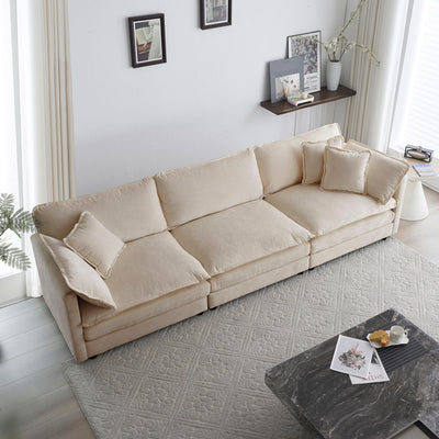 Tmsan 111.5" Oversized Deep Seat Sectional Sofa, Modern Chenille Cloud Couch, Large 3 Seater Modular Sofa with 5 Pillows for Living Room Bedroom Apartment Office