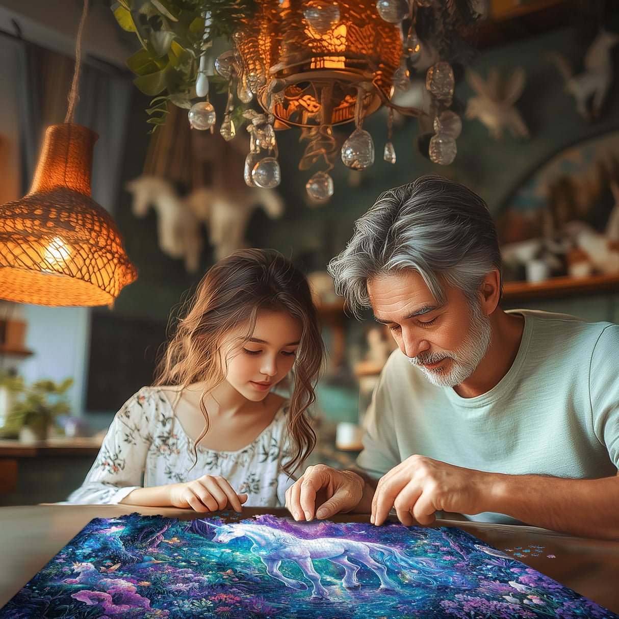 1000 Piece Puzzles for Adults,Glitter Unicorn Jigsaw Puzzle,Rainbow Forest Puzzles 1000 Pieces,Creative Games and Gifts Difficult Fantasy Puzzle Home Decor Toy for Adults (27.5"x19.6"), 1:1 Poster lamplig