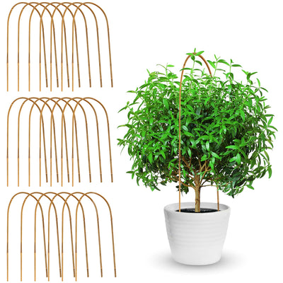 Coloch 20 Pack Bamboo U Trellis Support, 16 Inch U Loop Plant Stake Arch Garden Trellis for Potted Plants, Climbing Flowers and Vines, Ivy, Outdoor Planting